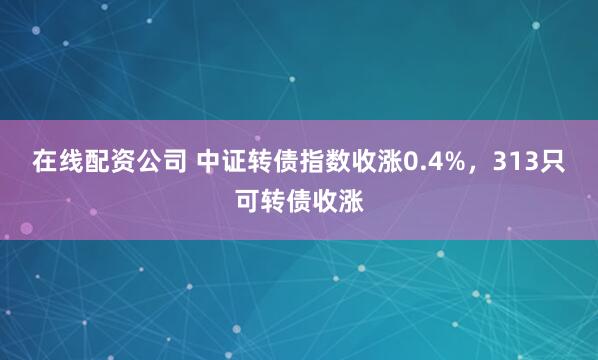 在线配资公司 中证转债指数收涨0.4%，313只可转债收涨